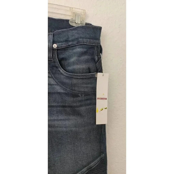 Hudson Mens Ethan Biker Skinny Jeans Sz 31X33 in Hatch Dark Blue Faded Whisker - Picture 5 of 8